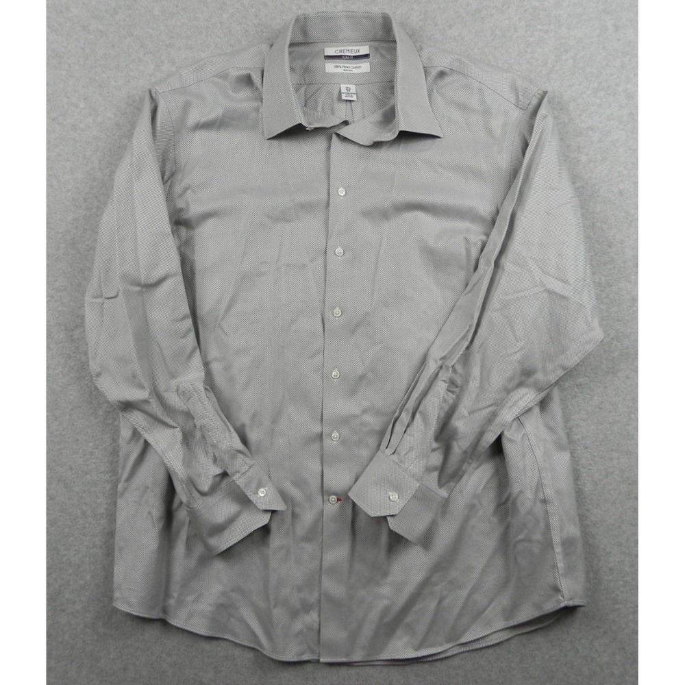 Cremieux Shirt Mens 17.5-34 Slim Fit Non-Iron Dress Button Up Gray Long Sleeve